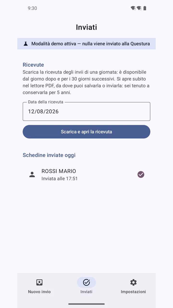 Le ricevute delle comunicazioni, da scaricare.